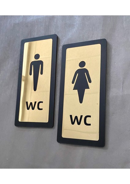 Wc Bay ve Bayan Set Yönlendirme Levhası Gold Diamond Serisi