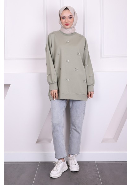 Haki Fiyonk Detaylı Modal Sweatshirt fiyatları
