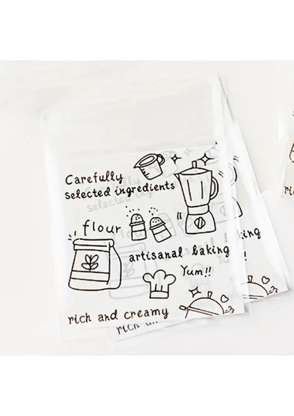 Bantlı Şeffaf Desenli Poşet Opp 10X10 (+3) cm 95 Adet