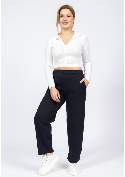 Zra Unisex 3 Iplik Şardonlu Eşofman Alt 24K Cu Siyah