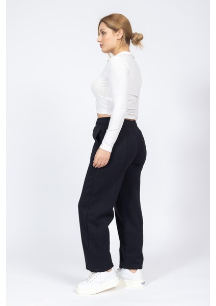 Zra Unisex 3 Iplik Şardonlu Eşofman Alt 24K Cu Siyah