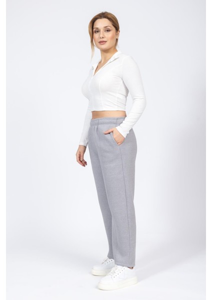 Zra Unisex 3 Iplik Şardonlu Eşofman Alt 24K Cu Gri