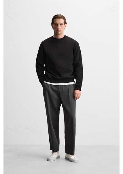 Erkek Yumuşak Dokulu Içi Polarlı Rahat Kalıp Sweatshirt fiyatları