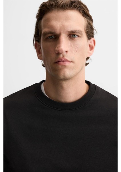 Erkek Yumuşak Dokulu Içi Polarlı Rahat Kalıp Sweatshirt modelleri