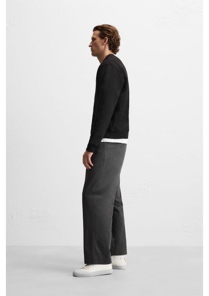 Erkek Yumuşak Dokulu Içi Polarlı Rahat Kalıp Sweatshirt fırsatları