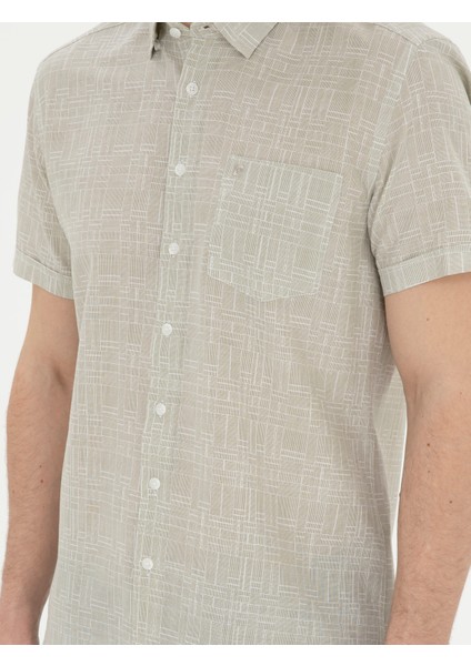 Erkek Haki Regular Fit Kısa Kollu Gömlek 50289390-VR027