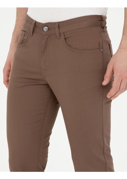Erkek Kahverengi Slim Fit Kanvas Pantolon 50289196-VR029