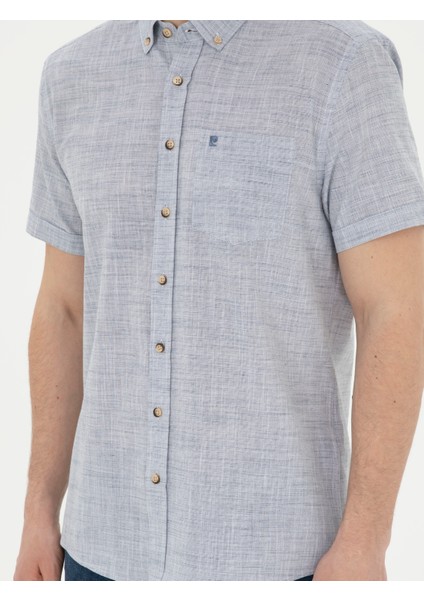 Erkek Lacivert Regular Fit Kısa Kollu Gömlek 50289394-VR033