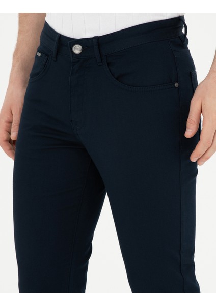Erkek Lacivert Slim Fit Kanvas Pantolon 50289196-VR033