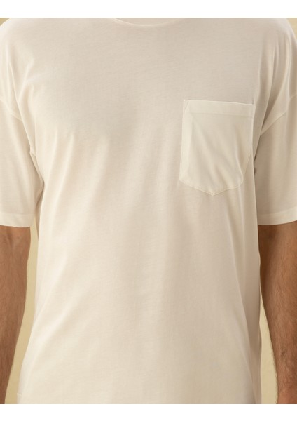 Erkek Ekru Comfort Fit Tişört 50289362-VR019