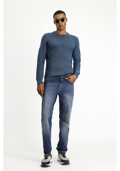 Bisiklet Yaka Regular Fit Dikişsiz Desenli Triko Kazak modelleri