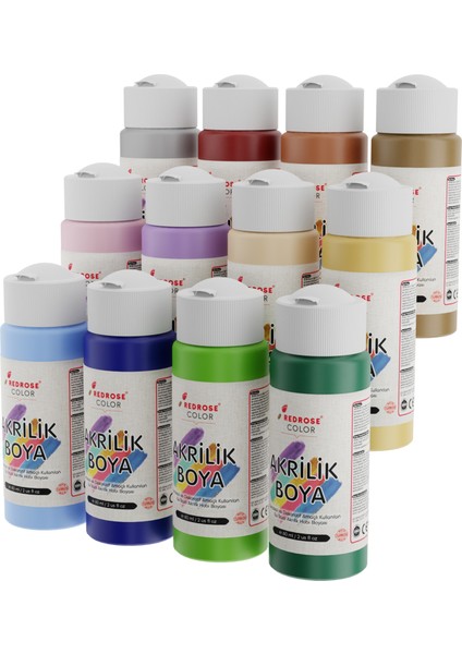 Akrilik Boya Pastel Renkler 12'li Set 12X60'ml