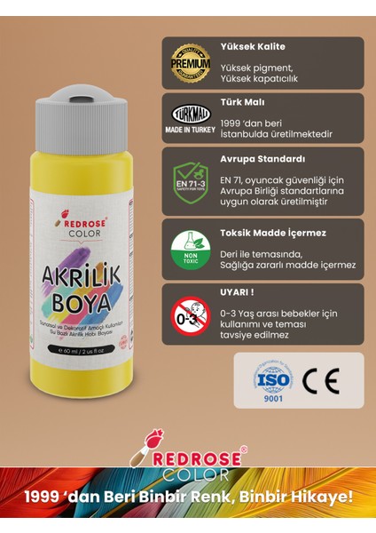 Akrilik Boya Pastel Renkler 12'li Set 12X60'ml