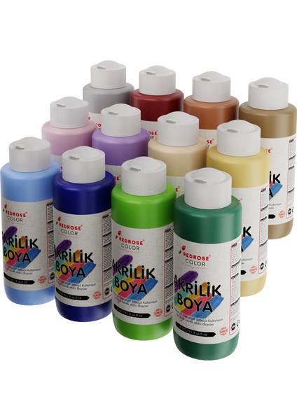 Akrilik Boya Pastel Renkler 12'li Set 12X120'ml