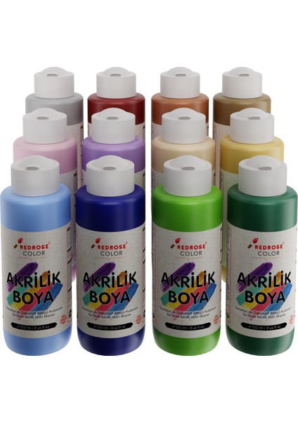 Akrilik Boya Pastel Renkler 12'li Set 12X120'ml