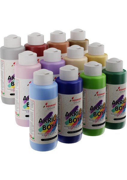Akrilik Boya Pastel Renkler 12'li Set 12X120'ml