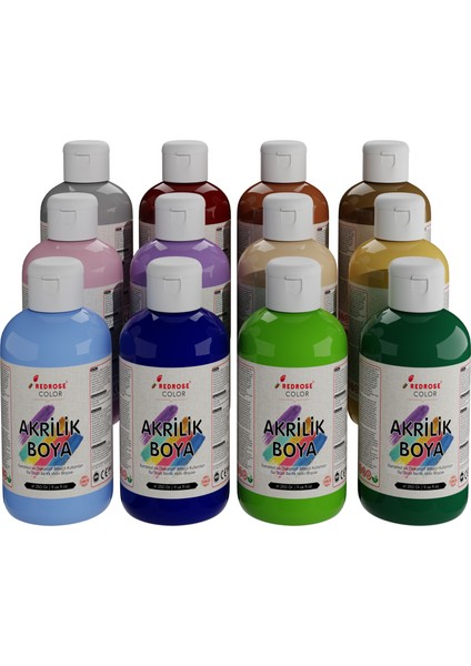 Akrilik Boya Pastel Renkler 12'li Set 12X250 gr.