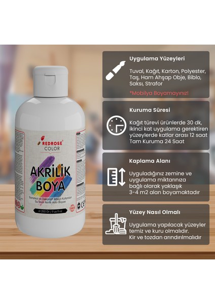 Akrilik Boya Pastel Renkler 12'li Set 12X250 gr.