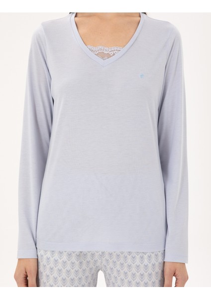 Kadın Mavi Pijama Takımı 50311319-VR036