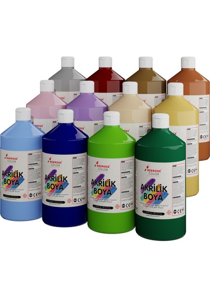 Akrilik Boya Pastel Renkler 12'li Set 12X1000 gr.