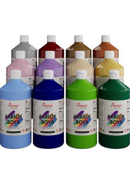 Akrilik Boya Pastel Renkler 12'li Set 12X1000 gr.