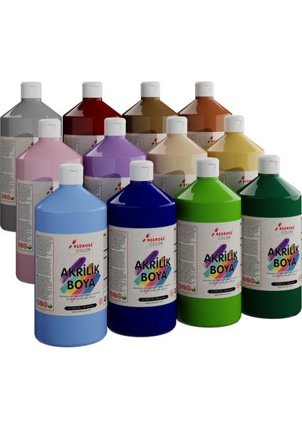 Akrilik Boya Pastel Renkler 12'li Set 12X1000 gr.