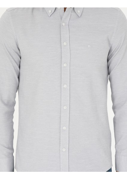 Erkek Gri Slim Fit Uzun Kollu Gömlek 50291042-VR024