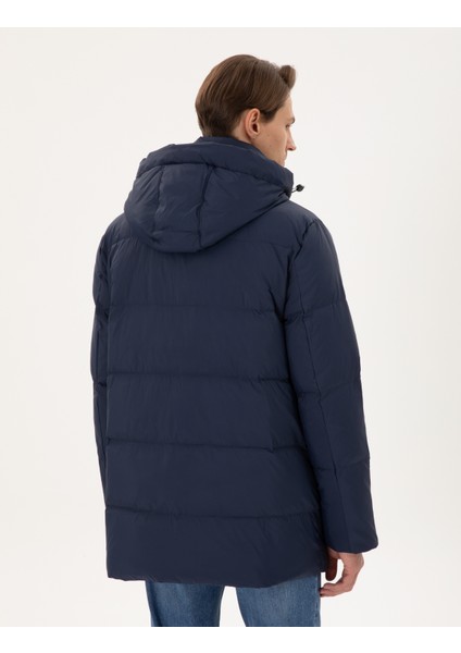 Erkek Lacivert Kapüşonlu Şişme Kaban 50291014-VR033