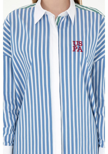 Kadın Koyu Mavi Gömlek Desenli 50291073-VR032