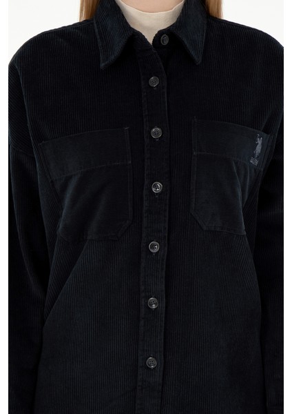 Kadın Siyah Gömlek Desenli 50290001-VR046