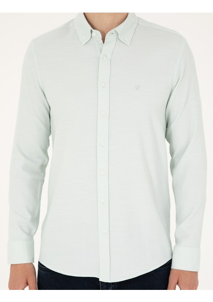 Erkek Yeşil Slim Fit Uzun Kollu Gömlek 50291042-VR016