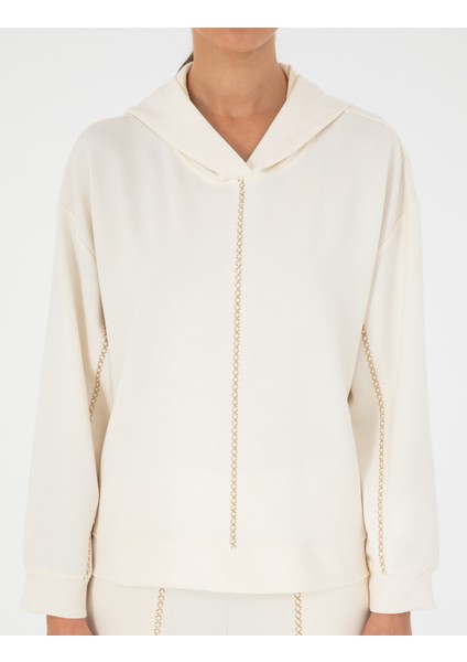 Kadın Ekru Oversize Sweatshirt 50290985-Vr019