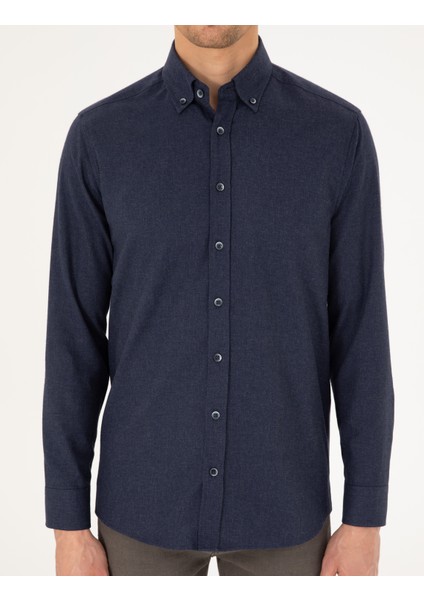 Erkek Lacivert Regular Fit Uzun Kollu Gömlek 50292106-VR033