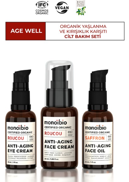 Anti Aging Organik Sertifikalı Cilt Bakım Seti - Anti Aging Yüz Krremi - Anti Aging Göz Kremi - Anti Aging Yüz Yağı