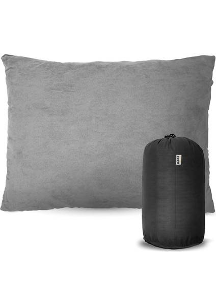Kamp Yastığı, Seyahat Yastığı Silikon Elyaf Dolgulu Küçük Yastık Uçuş Yastığı 30 x 45 cm Gri