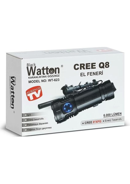 Cree Q8- x pg 8+1 LED Şarjlı El Feneri WT-623