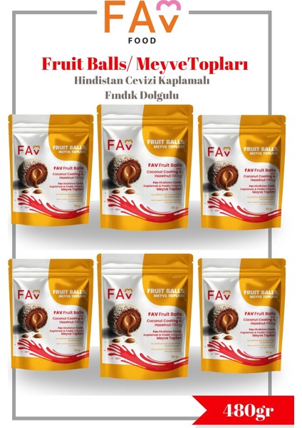 Hindistan Cevizi Kaplamalı & Fındık Dolgulu Hurma Topu 80 gr x6