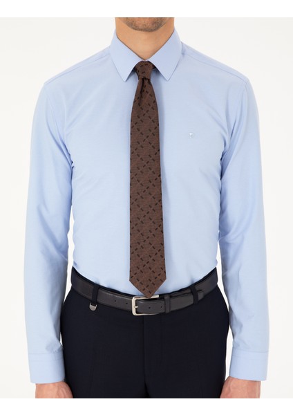 Erkek Mavi Slim Fit Uzun Kollu Basic Gömlek 50292552-VR036