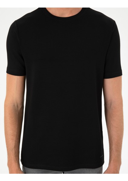 Erkek Siyah Regular Fit Tişört 50292343-Vr046
