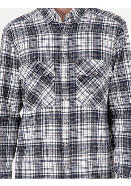 Erkek Lacivert Regular Fit Uzun Kollu Gömlek 50292345-VR033