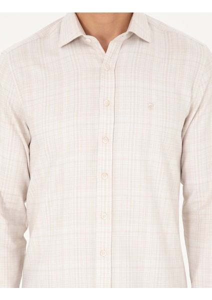 Erkek Bej Slim Fit Uzun Kollu Gömlek 50292229-VR011