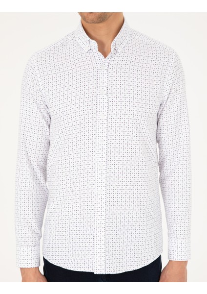 Erkek Indigo Slim Fit Uzun Kollu Gömlek 50292262-VR028