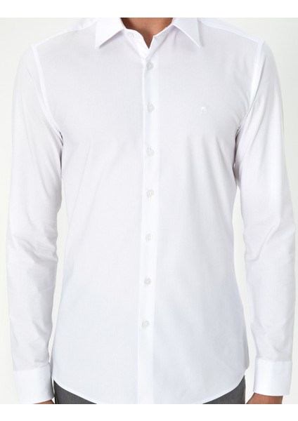 Erkek Beyaz Ex. Slim Fit Uzun Kollu Gömlek 50292264-VR013