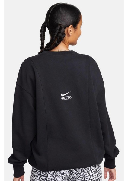 Air Women's Oversized Crew Neck French Terry Sweatshirt Kadın Geniş Kalıp Sweatshirt Siyah fiyatları