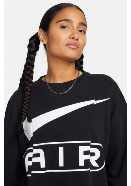 Air Women's Oversized Crew Neck French Terry Sweatshirt Kadın Geniş Kalıp Sweatshirt Siyah modelleri