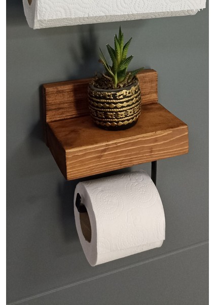 Dekoratif Ahşap Wc Kağıtlık - Ahşap Banyo Duvar Raf