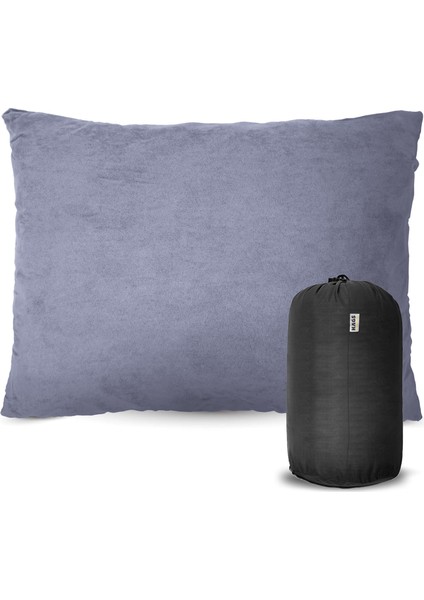 Kamp Yastığı, Seyahat Yastığı Silikon Elyaf Dolgulu Hafif Boyun Yastığı 35 x 50 cm Polar Antrasit
