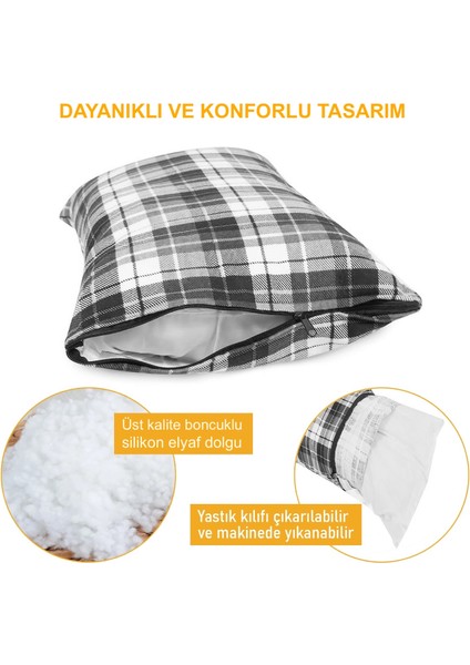 Kamp Yastığı, Seyahat Yastığı Silikon Elyaf Dolgulu Hafif Boyun Yastığı 35 x 50 cm Polar Antrasit indirimleri