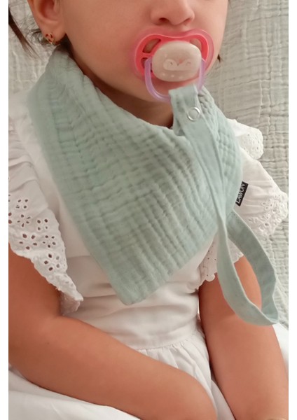 3'lü %100 Pamuk 8 Katlı Müslin Emzik Askılıklı Kız Erkek Bebek Salya ve Mama Önlüğü *ekru *mavi*beyaz modelleri