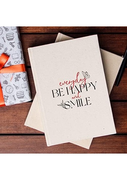 Be Happy And Smile Tasarımlı Kanvas Defter